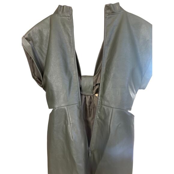 Eva Franco Vegan Leather Cut Out Midi Dress Green Size 6 GORGEOUS EUC - Picture 8 of 11